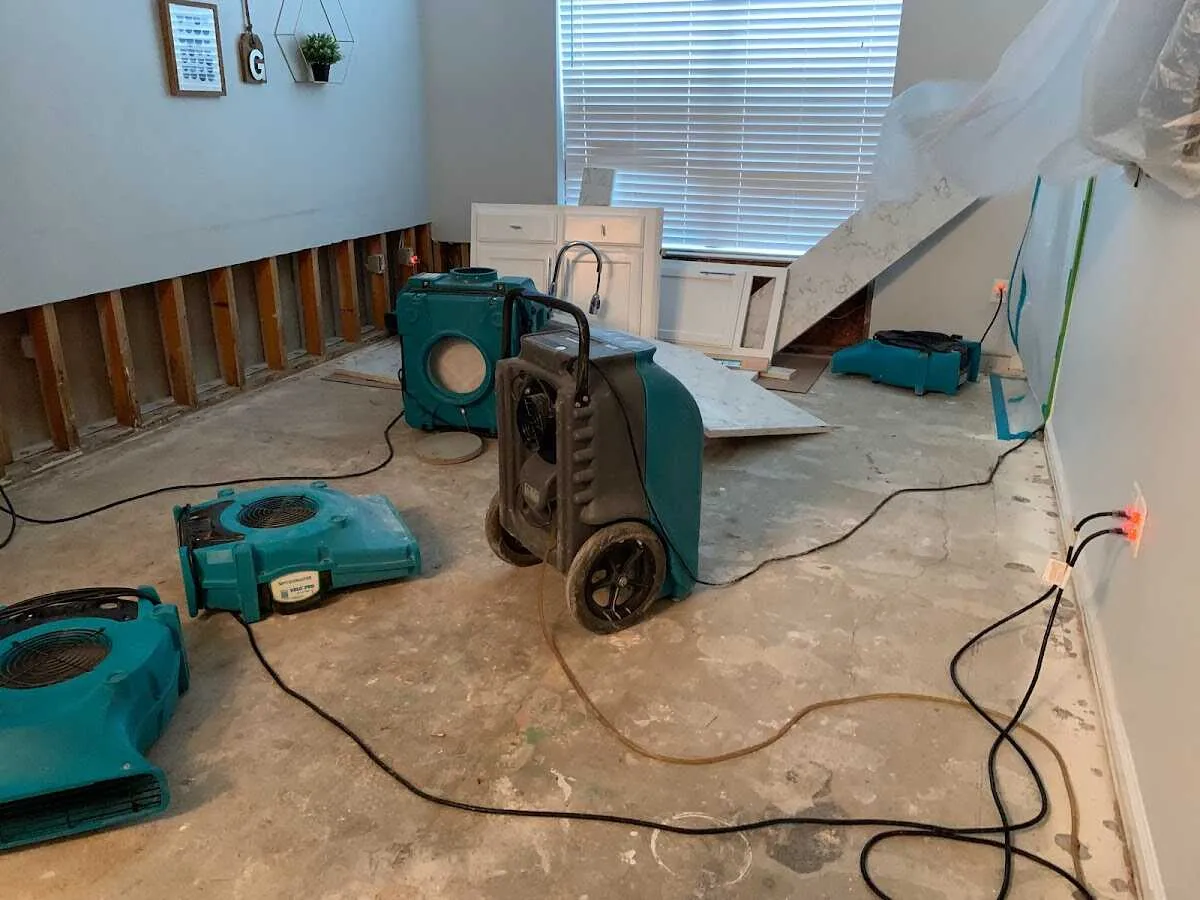 Dehumidifier in flood-cut room for Water Damage Restoration in Hot Springs